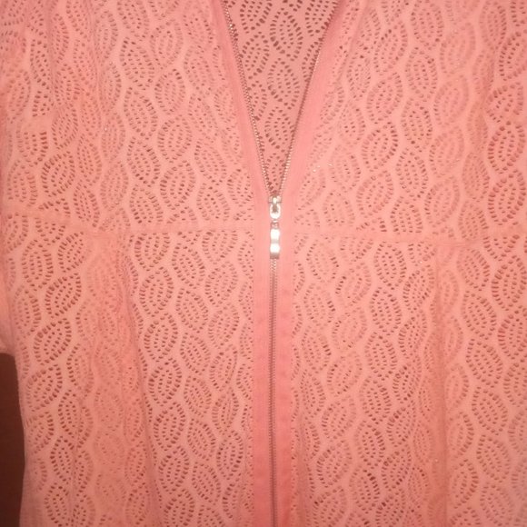 Women's Leaf Weave Jacket or cover up in Coral L/XL - Picture 1 of 5